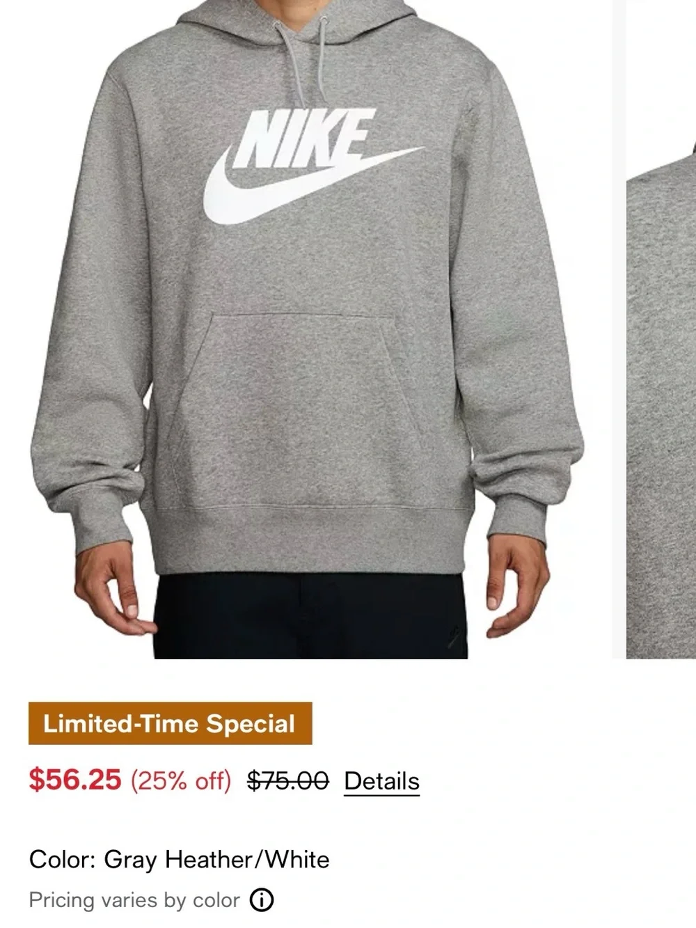 NWT Grey Nike Swoosh Hoodie Men XL